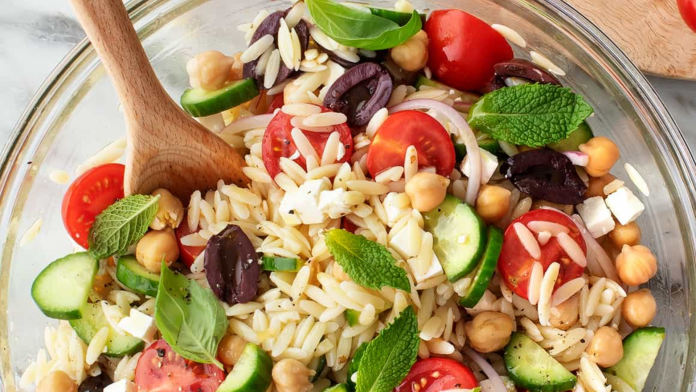 lemon orzo chickpea salad