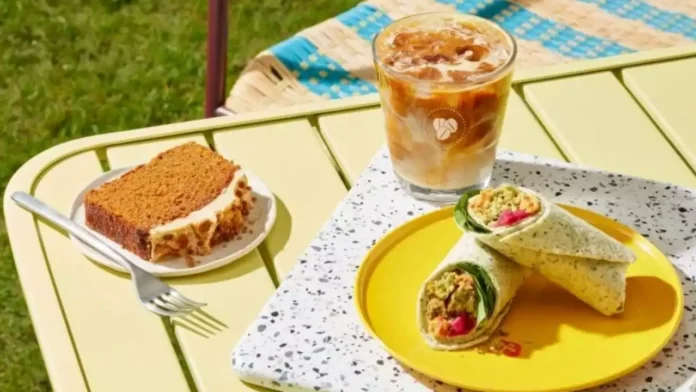 BOSH!’s Falafel Wrap and Gingernut Loaf Cake with Oat Iced Latte